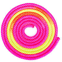Скакалка для художественной гимнастики Zelart C-1657 цвет розовый-желтый pm