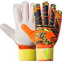 Перчатки вратарские детские с защитой пальцев VCY Zelart FB-931B размер 6 цвет оранжевый pm