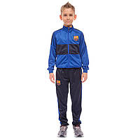 Костюм спортивний футбольний дитячий BARCELONA LIDONG LD-6130K-BS розмір 30, зріст 140-145 колір синій-чорний pm