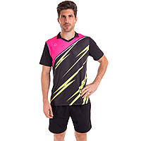 Комплект одежды для тенниса мужской футболка и шорты Lingo LD-1843A размер L цвет черный-розовый ar