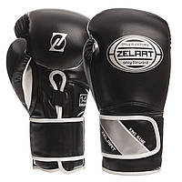 Перчатки боксерские Zelart BO-1361 размер 14 унции цвет черный-серебряный pm