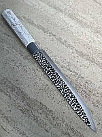 Кухонный нож поварской сантоку из нержавеющей стали с белой ручкой 32.5 см NW - 4
