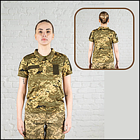 Армійська камуфляжна футболка поло піксель з липучками для шеврону, жіночі футболки Coolmax