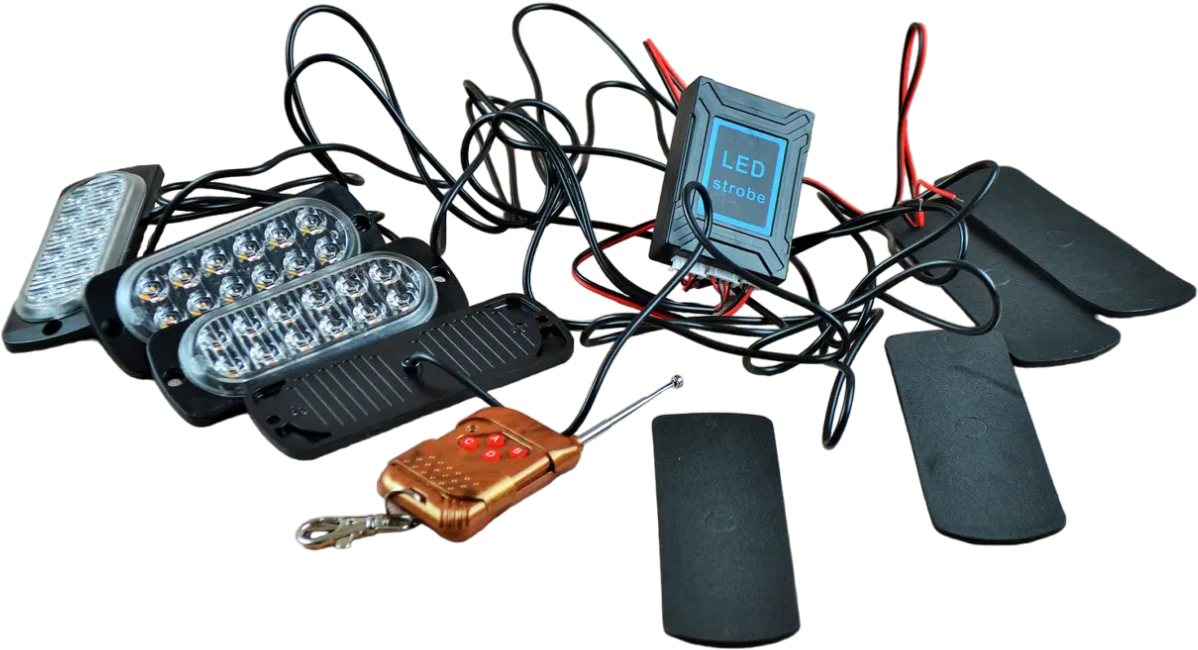 Стробоскоп светодиодный с дистанционным управлением 4 шт. СВЕТОДИОД КРАСНЫЙ-СИНИЙ НОВЫЙ, фото 1