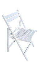 Стілець розкладний  з масиву бука колір білий для дому кухні саду терас