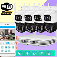 Комплект камер видеонаблюдения двойных с регистратором уличных поворотных WI FI PTZ 6 мп