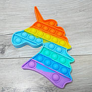 Сенсорна антистрес іграшка Pop it Поп іт Пухирка Єдиноріг 15*17 см Різнокольоровий (KG-11542), фото 3