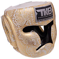 Шлем боксерский с полной защитой кожаный TOP KING Super Snake TKHGSS-02 размер M цвет белый-золотой ar