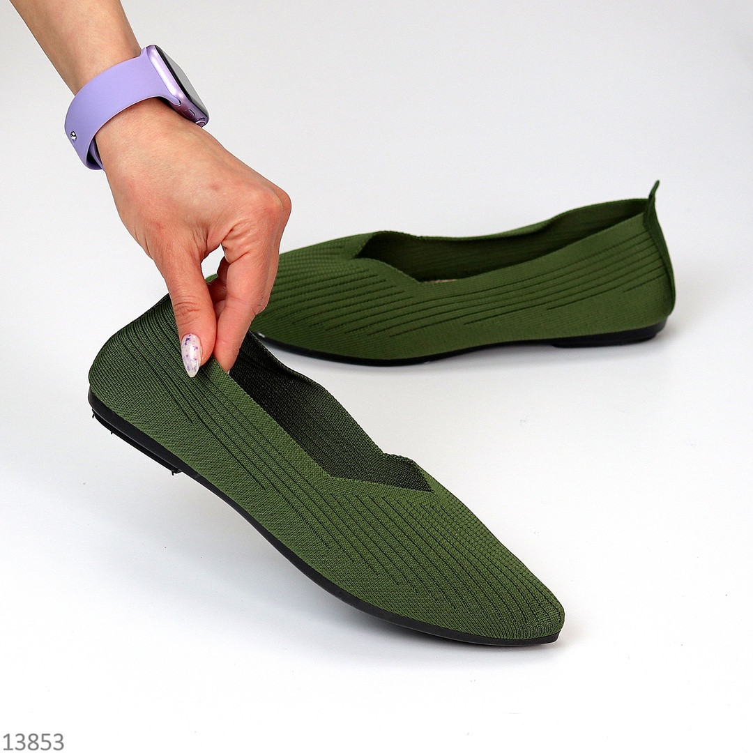 Зелені оливкові легкі жіночні текстильні балетки колір на вибір доступна ціна