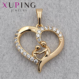 Кулон жіночий серце мати та дитина покриття 18 До медичного золотого кольору розмір 25х20 мм