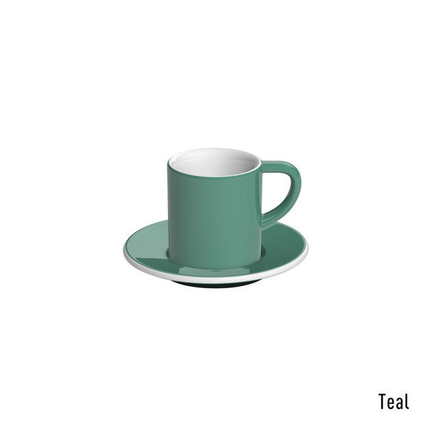 Чашка і блюдце під еспресо Loveramics Bond Teal, 80 мл