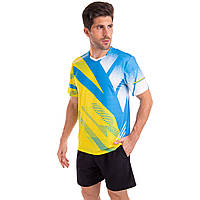 Комплект одежды для тенниса мужской футболка и шорты Lingo LD-1835A размер M цвет голубой-желтый pm