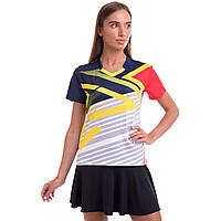 Комплект одежды для тенниса женский футболка и юбка Lingo LD-1840B размер S цвет темно-синий-желтый pm