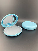 Контейнер для елайнеров пластинок, трейнеров, капп ортодонтический голубой с зеркалом серый вкладыш