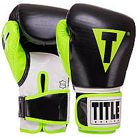 Перчатки боксерские TITLE BO-3780 размер 8 унции цвет черный-салатовый ar