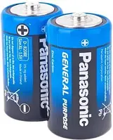 Батарейка Panasonic GENERAL PURPOSE угольно-цинковая D(R20) пленка, 2 шт. (R20BER/2P)
