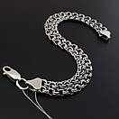 Широкий срібний браслет чоловічий бісмарк подвійний. Браслет на руку срібло 925. Ширина 9 мм. Довжина 24 см, фото 10