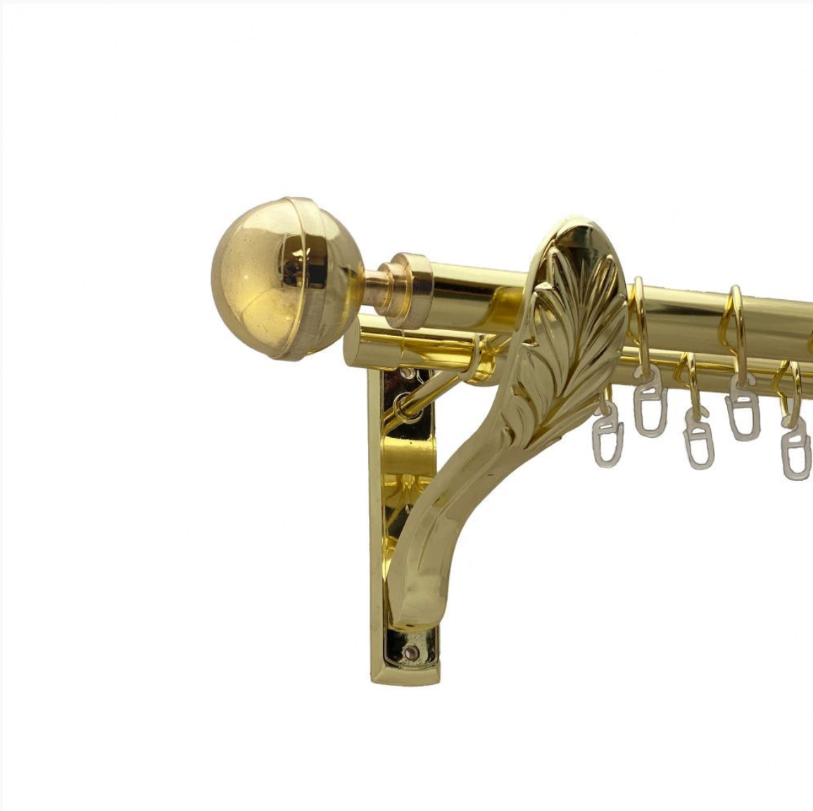 Карниз кований для штор подвійний золото ретро Бостон 25мм х 16мм діаметр гладка комплект, фото 1