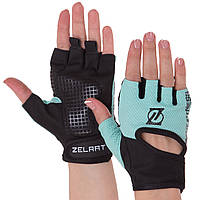 Перчатки для фитнеса и тренировок ZELART MA-3886 размер XS цвет черный-мятный pm