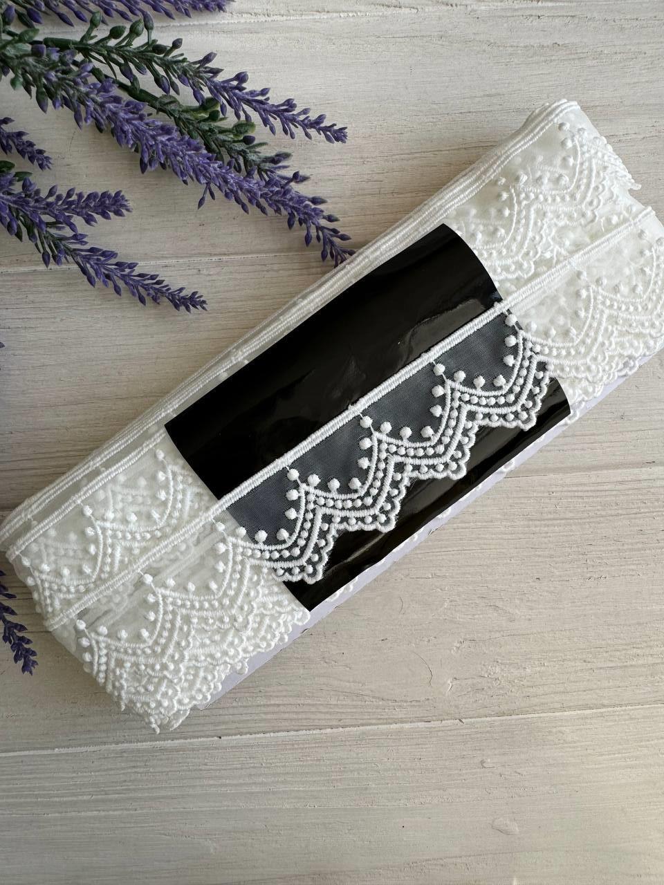 Мереживо органзове " D301116 " , натурально біле рулон 15 ярдів