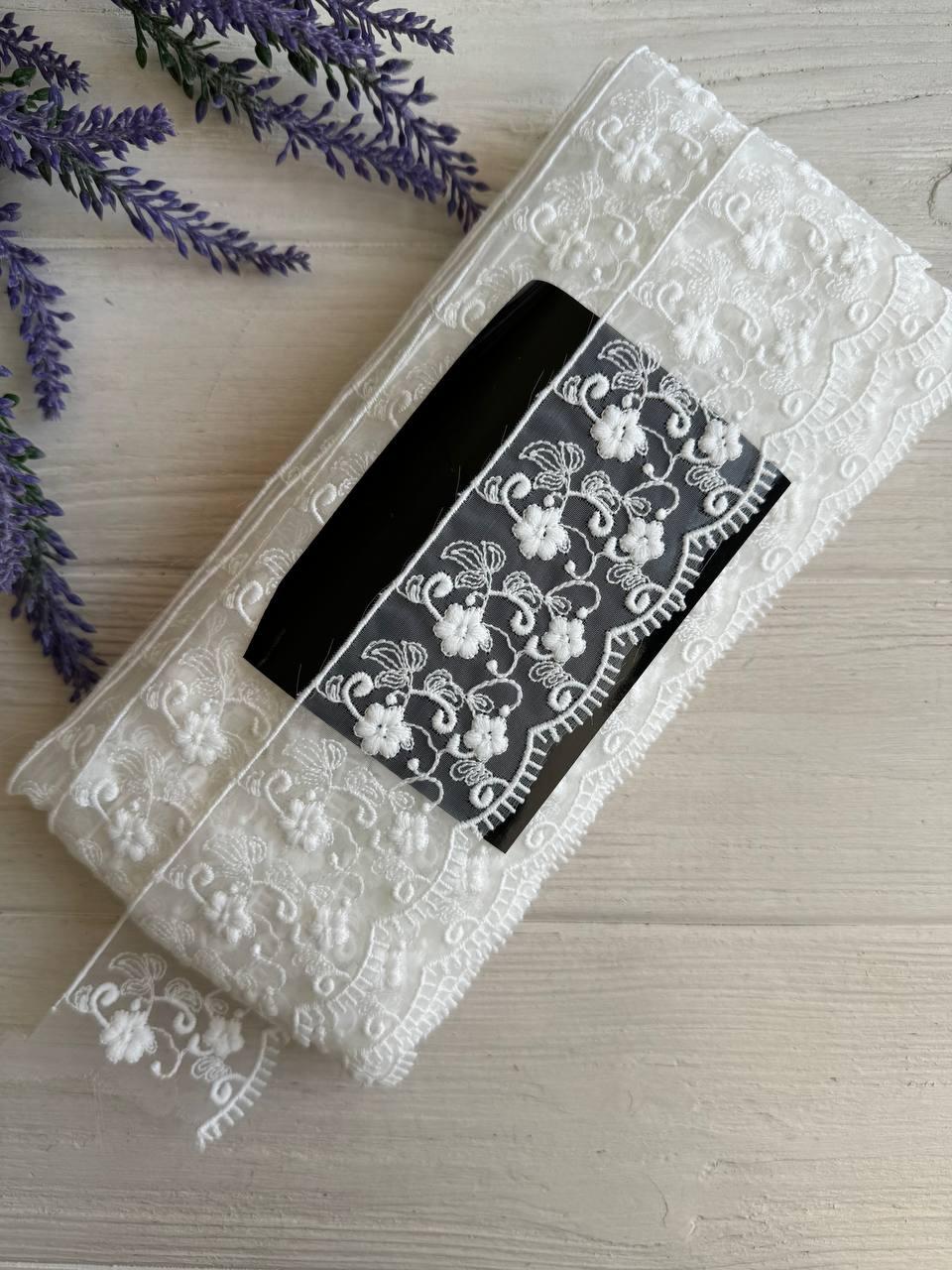 Мереживо органзове " D30117 " , натурально біле рулон 15 ярдів