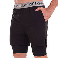 Шорти короткі спортивні подвійні чоловічі JASON 1104 розмір 2XL колір чорний pm