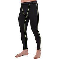 Компрессионные штаны тайтсы для спорта LIDONG UA-500-1 размер 26, рост 130-140 цвет черный-зеленый pm