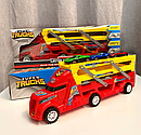 Набір машинок автовоз 038-4A трейлер з машинками 3 шт Червоно-жовтий, фото 2