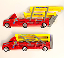 Набір машинок автовоз 038-4A трейлер з машинками 3 шт Червоно-жовтий, фото 3