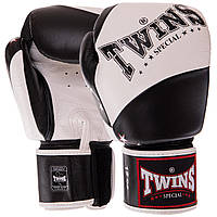 Перчатки боксерские кожаные TWINS VELCRO BGVL10 размер 10 унции цвет белый-черный pm
