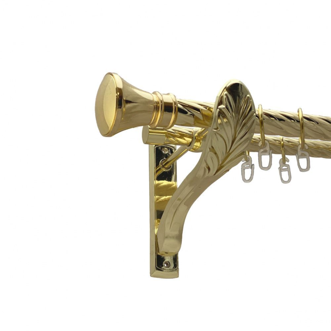 Карниз кований для штор подвійний золото ретро Луксор 25мм х 16мм діаметр твістер кручена комплект, фото 1