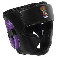 Шлем боксерский с полной защитой детский CORE BO-8545 размер S цвет черный-фиолетовый pm