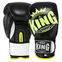 Перчатки боксерские кожаные TPKING TK0363 размер 14 унции цвет черный-лимонный pm