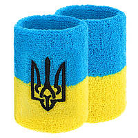 Напульсник спортивний махровий Герб України BC-9280 колір жовтий-блакитний pm