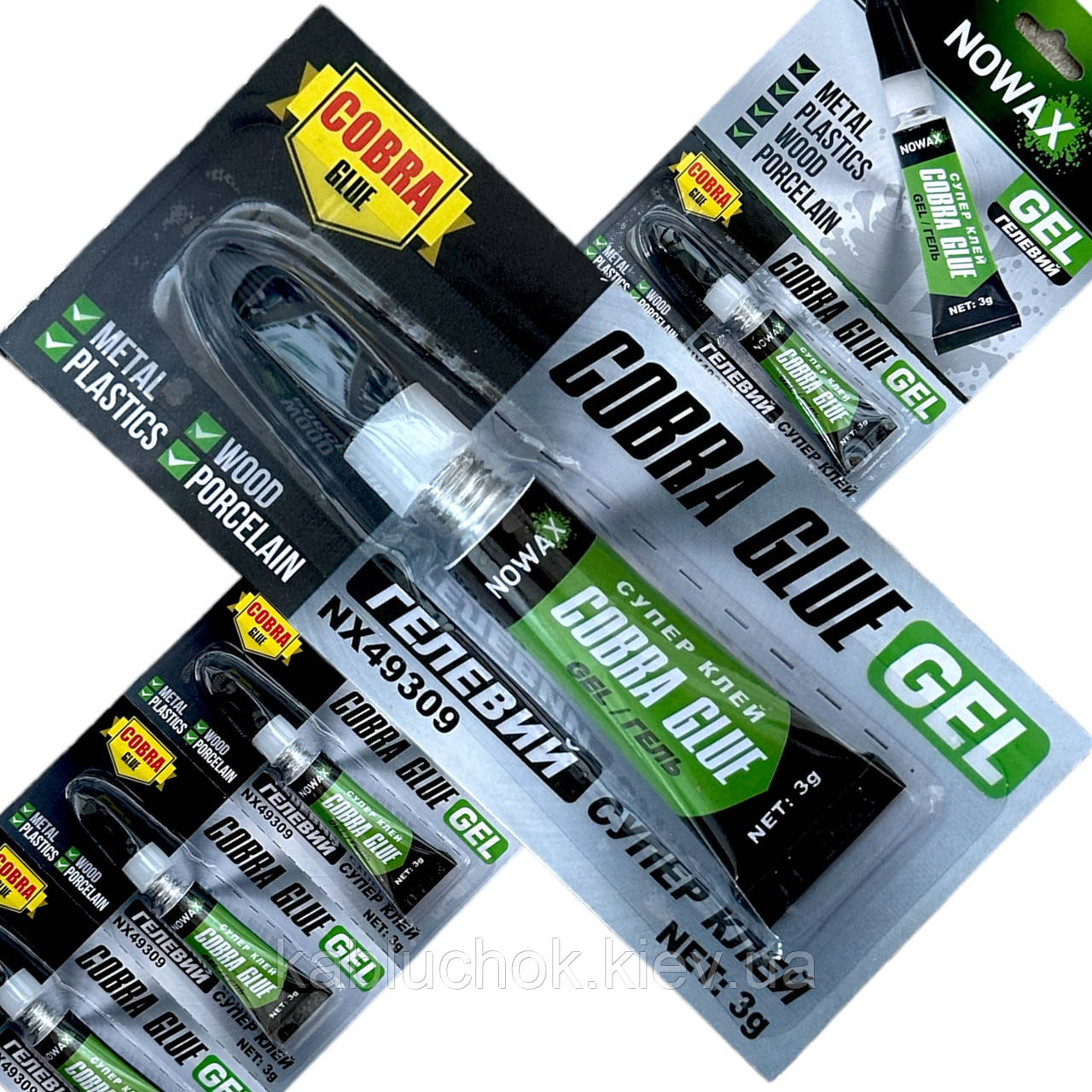 Гелевий суперклей універсальний Nowax Cobra GEL прозорий 3 г 1/6 шт., фото 1
