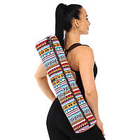 Сумка-чохол для йога килимка KINDFOLK Yoga bag Zelart FI-8365-1 жовтогарячий-блакитний ar