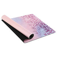 Килимок для йоги Замшевий Record FI-5662-26 розмір 183x61x0,3 см з Квітковим принтом рожевий pm