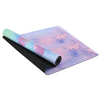 Коврик для йоги Замшевый Record FI-5662-33 размер 183x61x0,3см с Цветочным принтом розовый-голубой pm