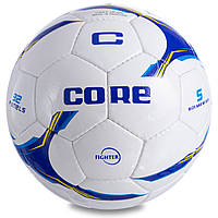 Мяч футбольный CORE SHINY FIGHTER CR-026 №5 PU белый-синий-голубой pm