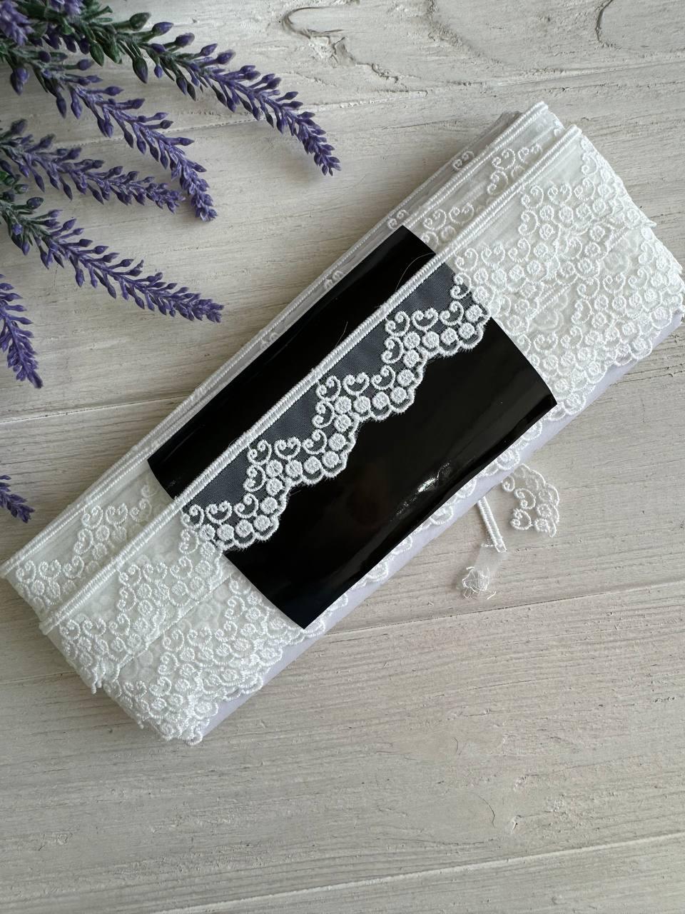 Мереживо органзове " D30105 " , натурально біле рулон 15 ярдів