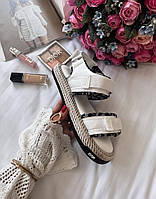 Женские босоножки Dior Sandals White Сандали Диор Белые матовые текстильные легкие на лето