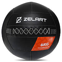 Мяч волбол для кроссфита и фитнеса Zelart WALL BALL TA-7822-6 вес-6кг черный pm