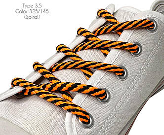 Шнурки для взуття 100см Чорний+помаранчевий круглі Спіраль 5мм поліестер