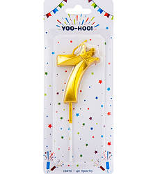 Свічки - цифри у торт з короною "7", висота - 5 см, колір - золото металік