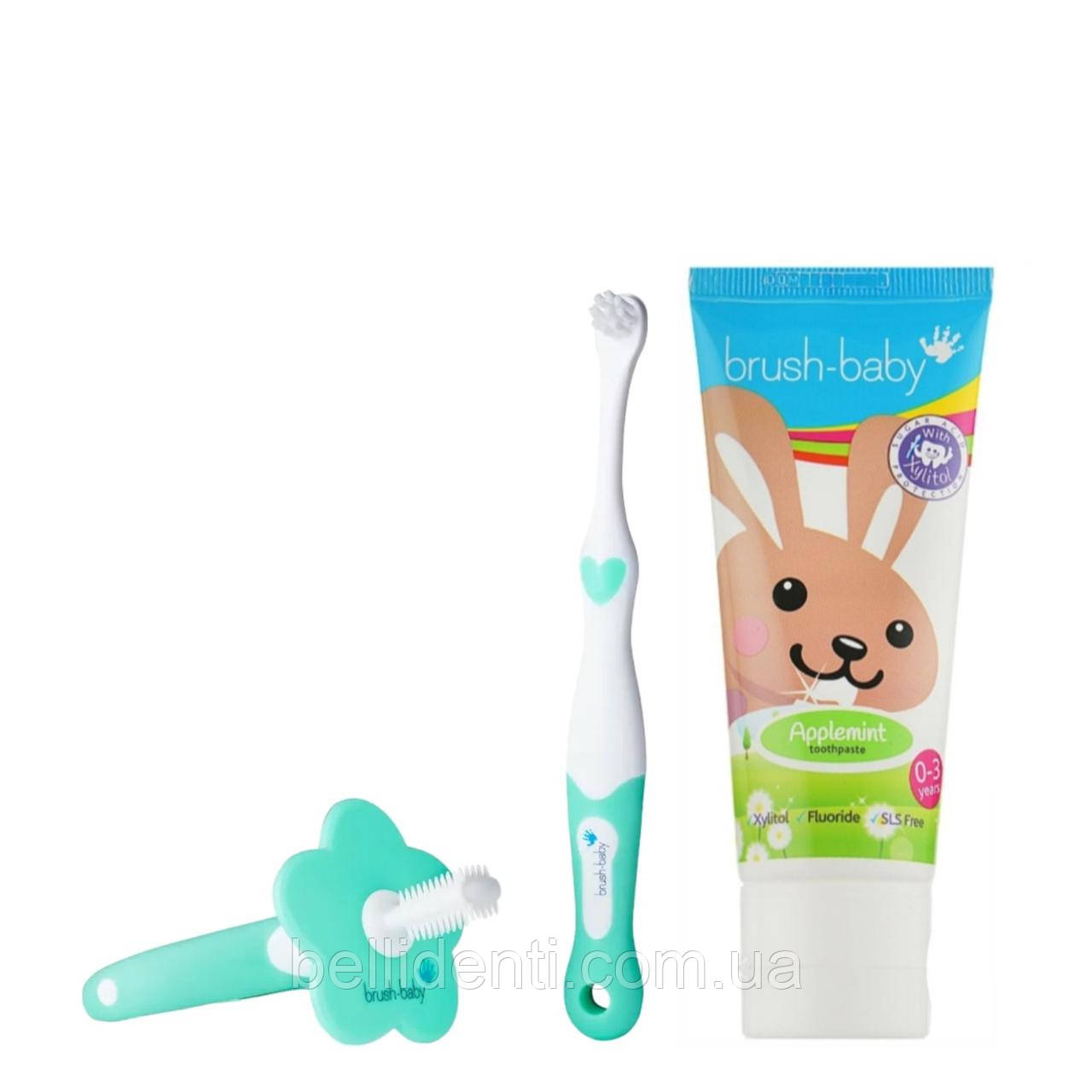 Набір для новонароджених Brush-Baby FirstBrush (від 0 до 18 місяців), паста 50 мл