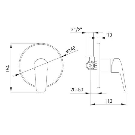DIOS змішувач для душа прихованого монтажу, cromo Арт. 1536.100201, фото 2