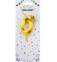 Свічки - цифри у торт з короною "0", висота - 5 см, колір - золото металік