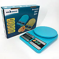 Весы кухонные SeaBreeze SB-070, Электрические кухонные весы, Точные кухонные весы. Цвет: голубой