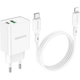 Зарядний пристрій BOROFONE BA69A charger set (C to iP) White (BA69ACLW)