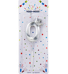 Свічки - цифри у торт з короною "0", висота - 5 см, колір - срібло металік